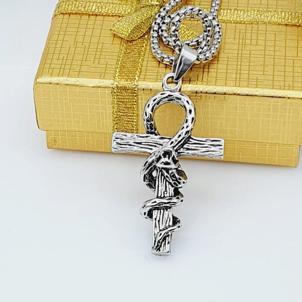 😍Gothic Snake Wrapped Cross Necklace for Men, BL55590026